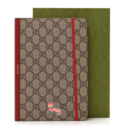 Gucci GG Supreme Monogram Pattern Red Cat Notebook Beige Multicolor New Acero 7 of 7