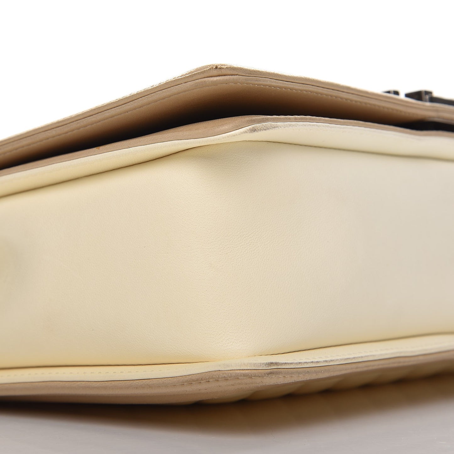Lambskin Quilted Large Boy Flap Light Beige Dark Beige