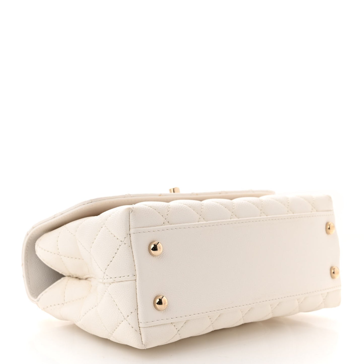 Caviar Quilted Mini Coco Handle Flap White