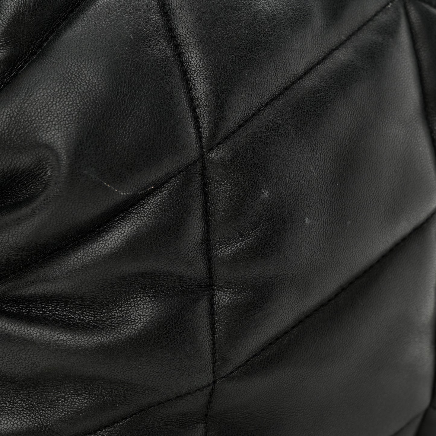 Lambskin Quilted Medium Loulou Puffer Monogram Chain Satchel Black