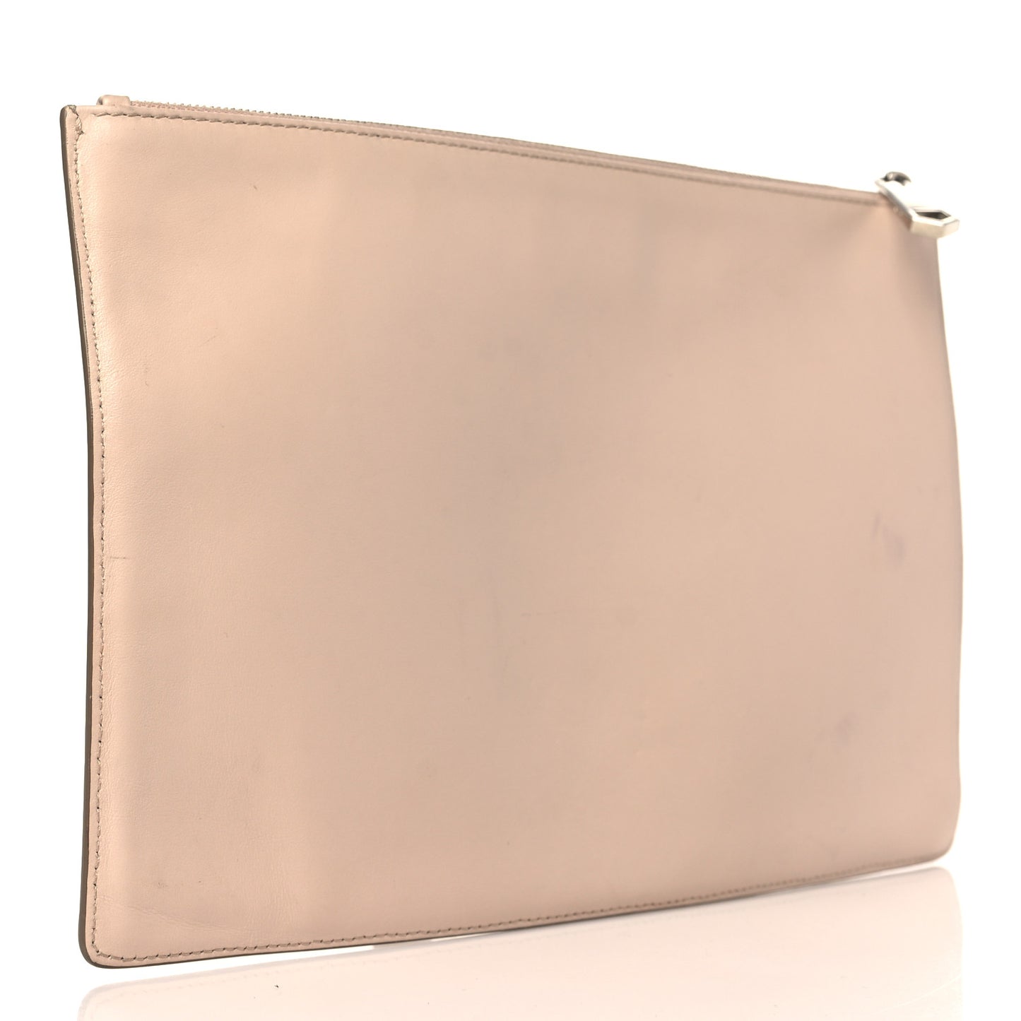 Calfskin Logo Zip Pouch Pale Pink