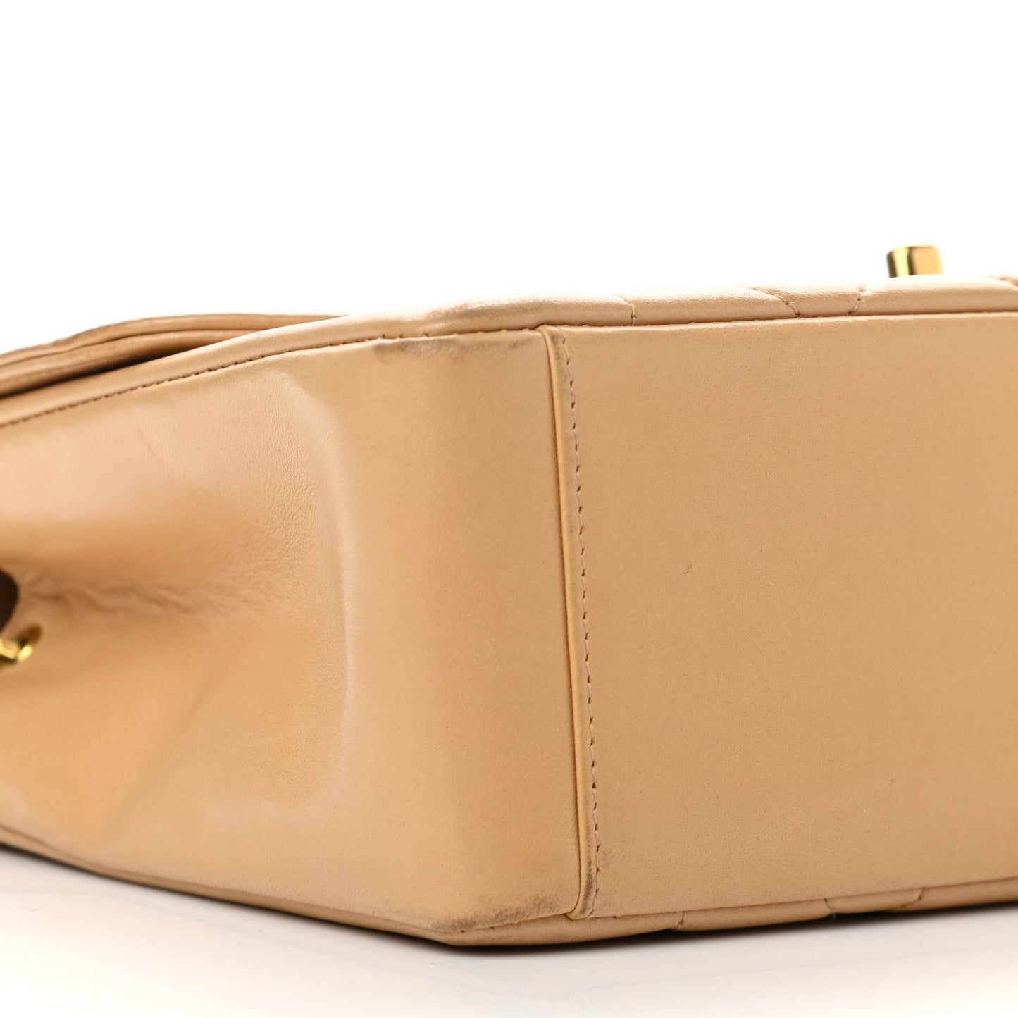 Lambskin Quilted Medium Single Flap Beige