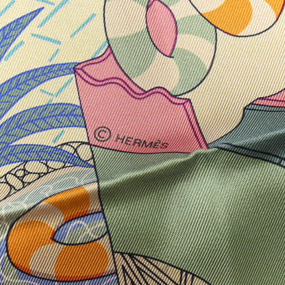Hermes Silk Splash Park Double Face Scarf 90 Rose Bonbon Orange Multicolore 3 of 3