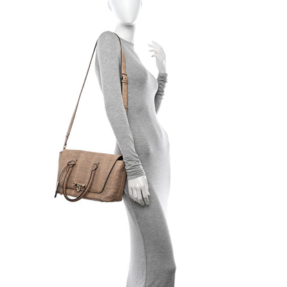 Valentino Garavani Snakeskin Small Demilune Double Handle Satchel Beige 2 of 14