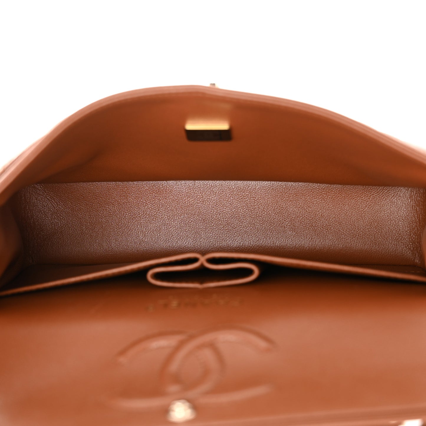 Caviar Quilted Small Double Flap Light Brown