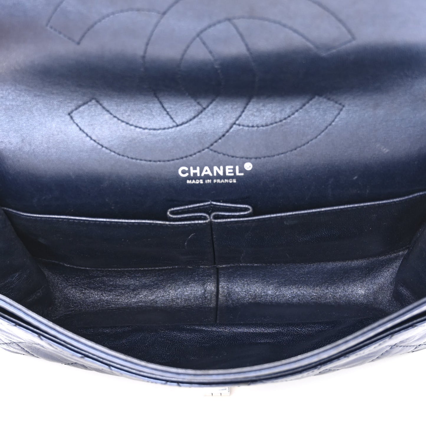 Aged Calfskin Quilted 2.55 Reissue 227 Flap Navy Blue
