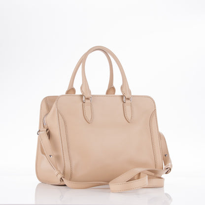 Alexander McQueen Pebbled Calfskin Small Skull Padlock Zip Around Tote Blonde 3 of 5