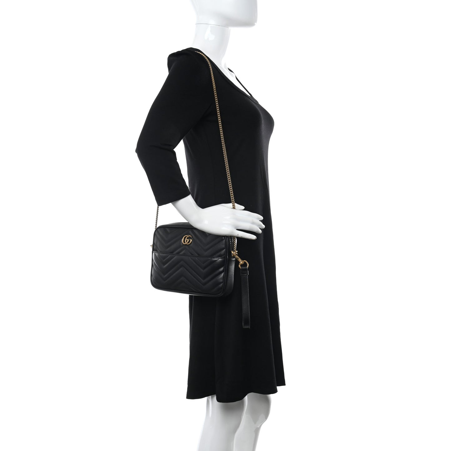 Calfskin Matelasse GG Marmont Multi-Use Mini Bag Black Perfect Pink Mystic White