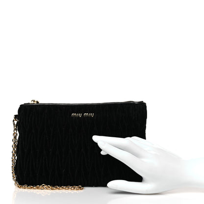 Miu Miu Velvet Matelasse Wristlet Black 2 of 9