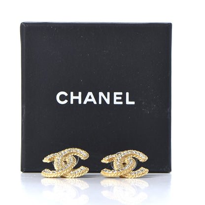Chanel Crystal 90’s Icon CC Stud Earrings Gold 5 of 5