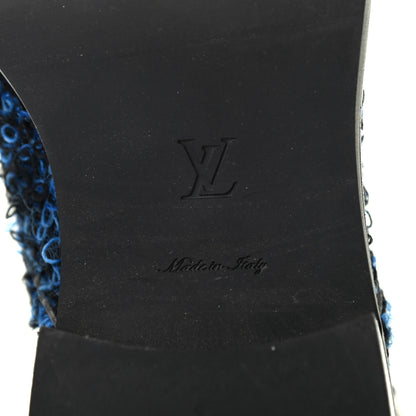 Louis Vuitton Tweed Calfskin Wonderland Ranger Boots 36.5 Blue Black 6 of 8