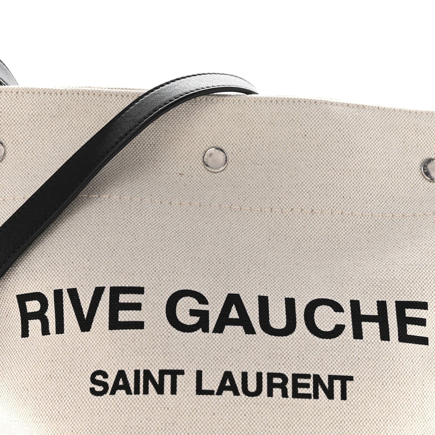 Saint Laurent Linen Calfskin Rive Gauche Bucket Bag Greggio Natural 8 of 10