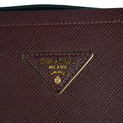 Prada Saffiano Cuir Large Double Bag Granato 8 of 11