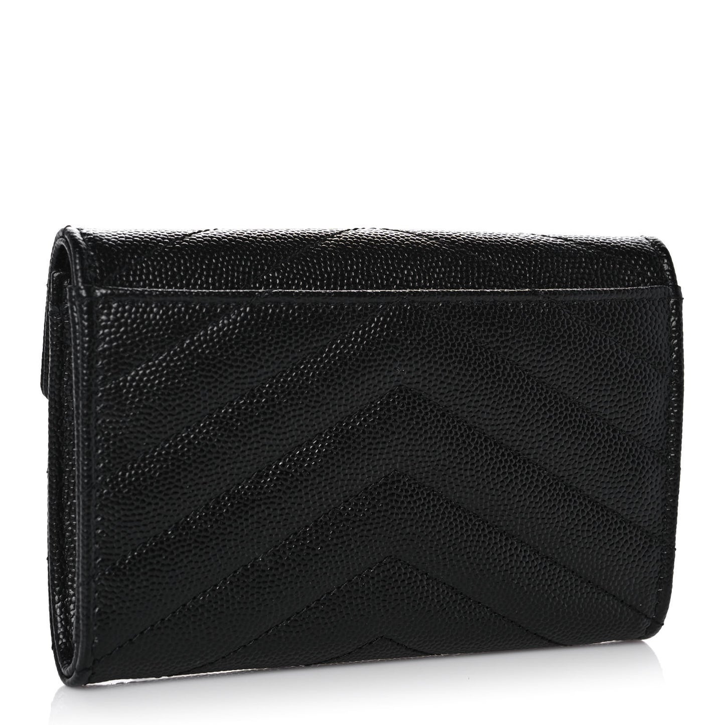Grain De Poudre Matelasse Chevron Small Monogram Envelope Wallet Black