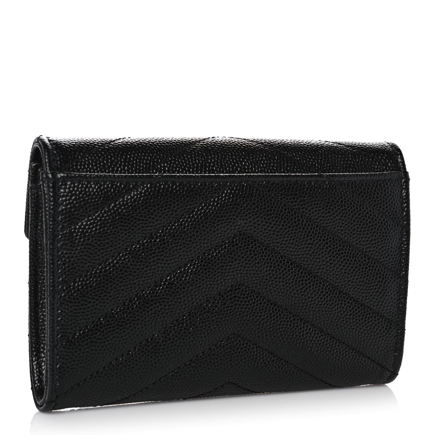 Saint Laurent Grain De Poudre Matelasse Chevron Small Monogram Envelope Wallet Black 3 of 12