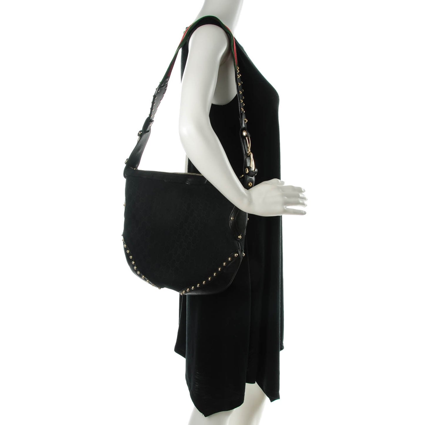 Monogram Studded Pelham Shoulder Bag Black