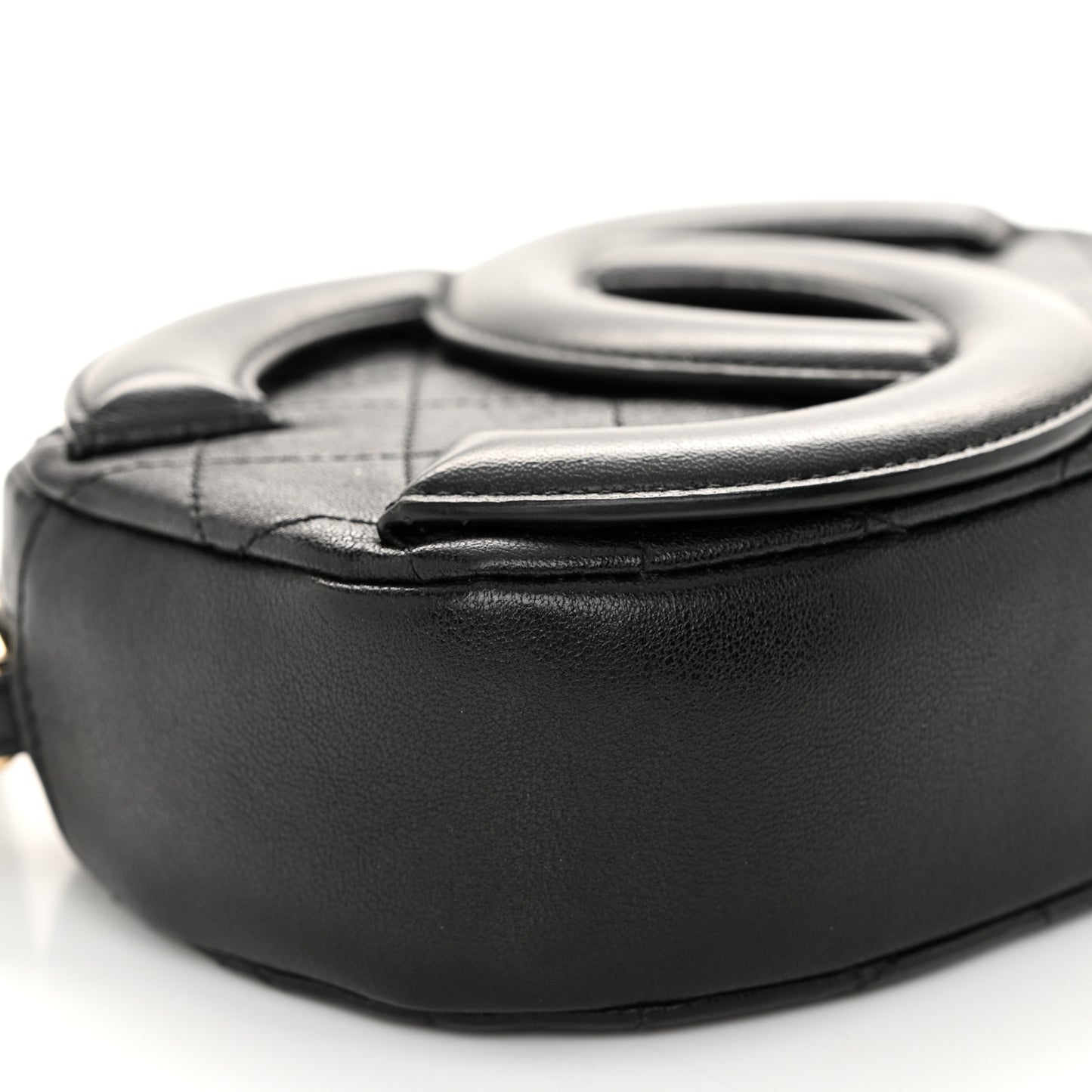 Lambskin Quilted Coco Midnight Camera Case Black