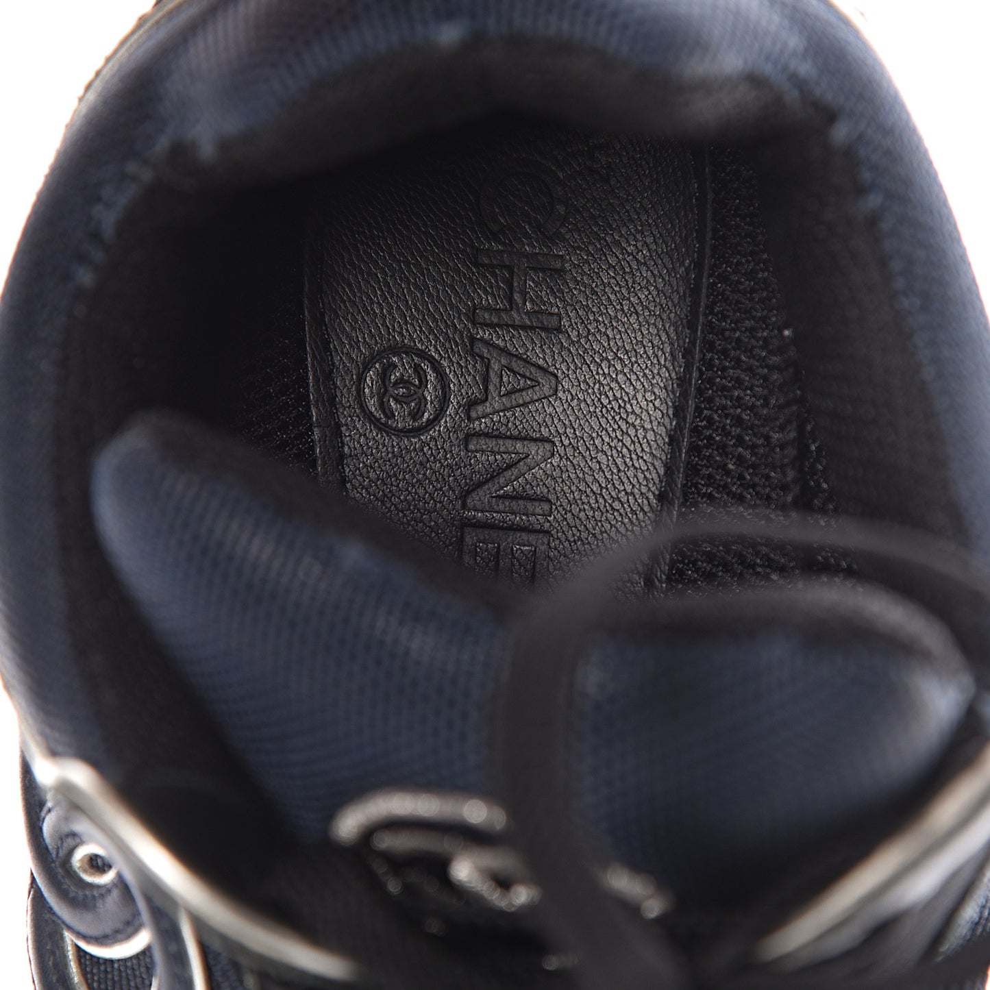 Suede Calfskin CC Sneakers 36.5 Black Navy