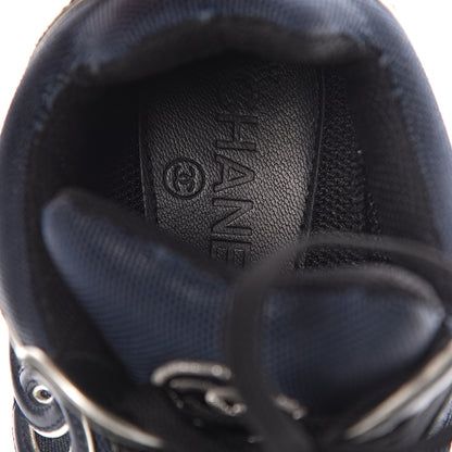 Chanel Suede Calfskin CC Sneakers 36.5 Black Navy 9 of 9