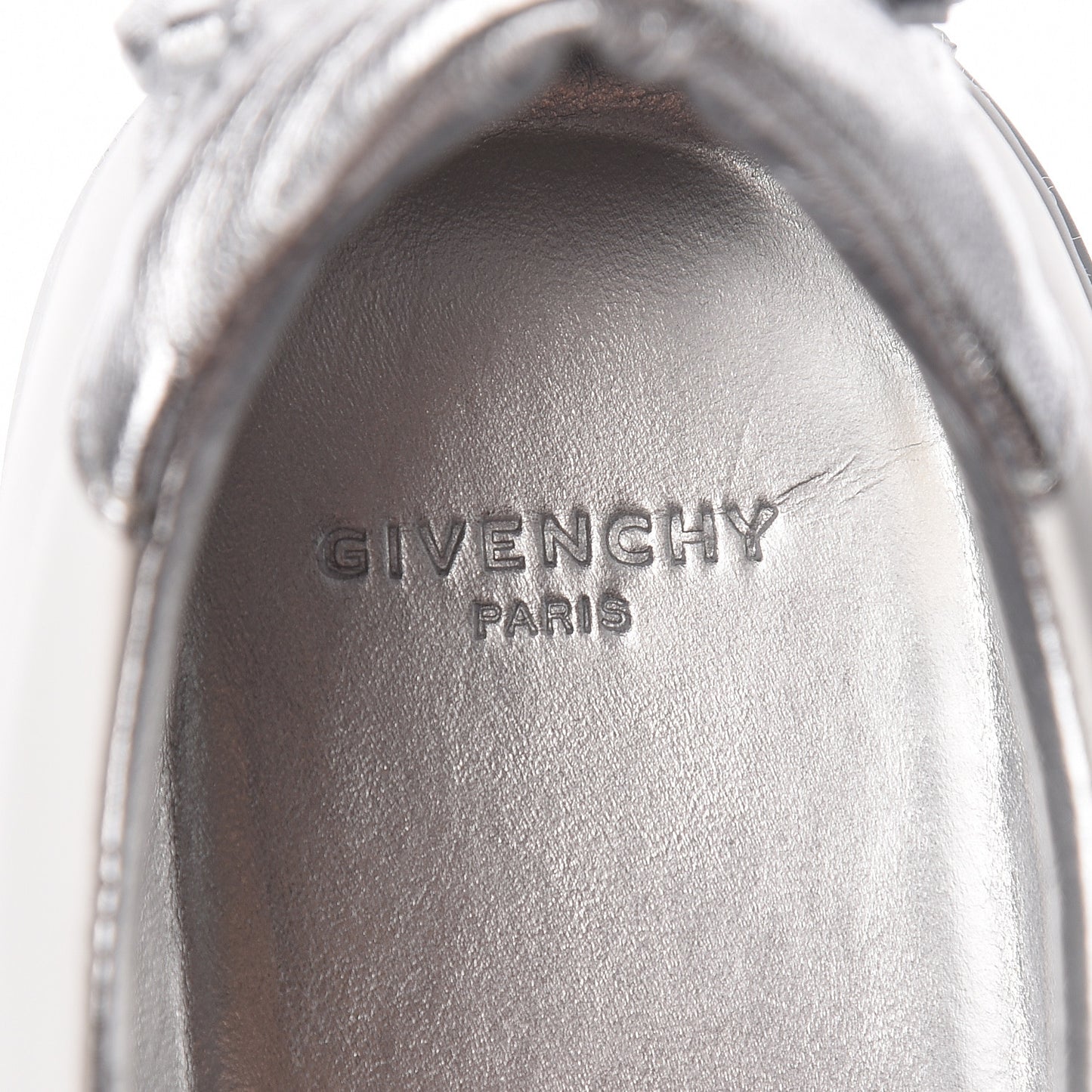 Calfskin Band Logo Womens Urban Street Sneakers 38 Argent