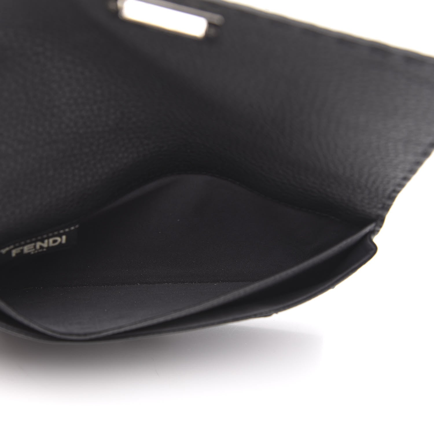Fendi Cuoio Romano Selleria Mini Peekaboo Clutch Wallet Black 6 of 8