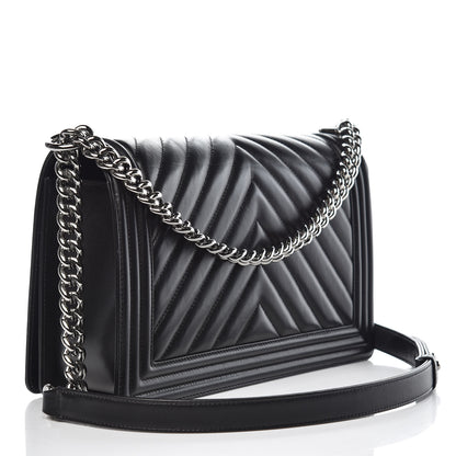 Chanel Calfskin Chevron Quilted New Medium Boy Flap Black 3 of 10