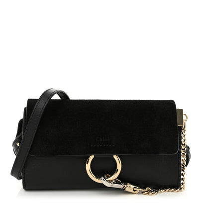 Chloe Suede Calfskin Mini Faye Shoulder Bag Black 1 of 10