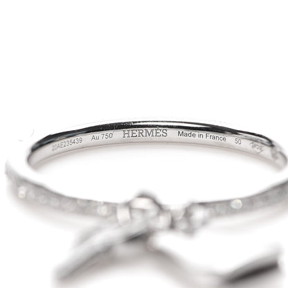 Hermes 18K White Gold Diamond Kelly Clochette Ring 50 5.25 4 of 6