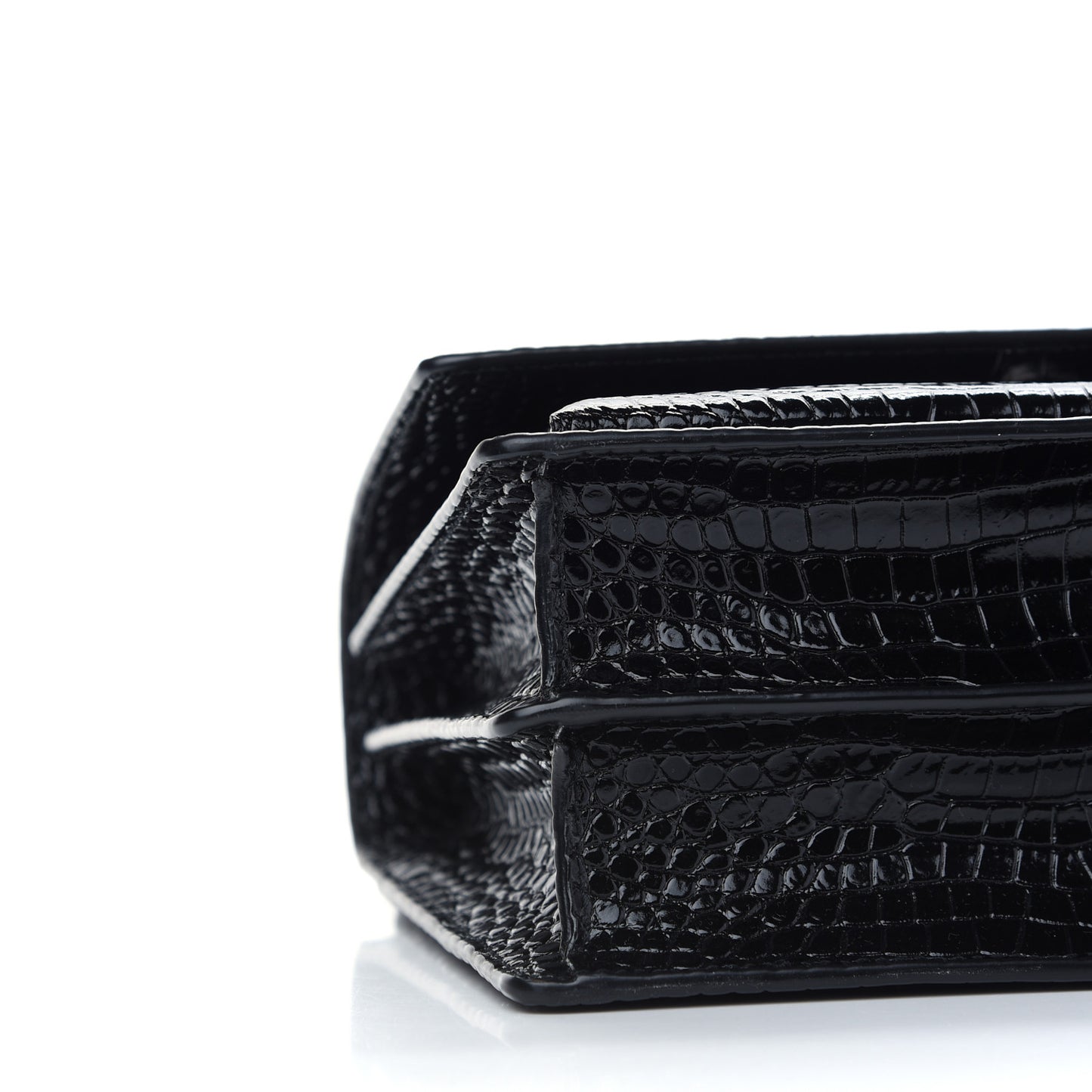 Calfskin Crocodile Embossed Medium Monogram Sunset Black