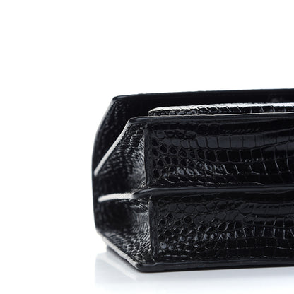 Saint Laurent Calfskin Crocodile Embossed Medium Monogram Sunset Black 7 of 8
