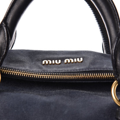 Miu Miu Washed Canvas Canapa Shopping Pattina Tote Bleuette 7 of 22