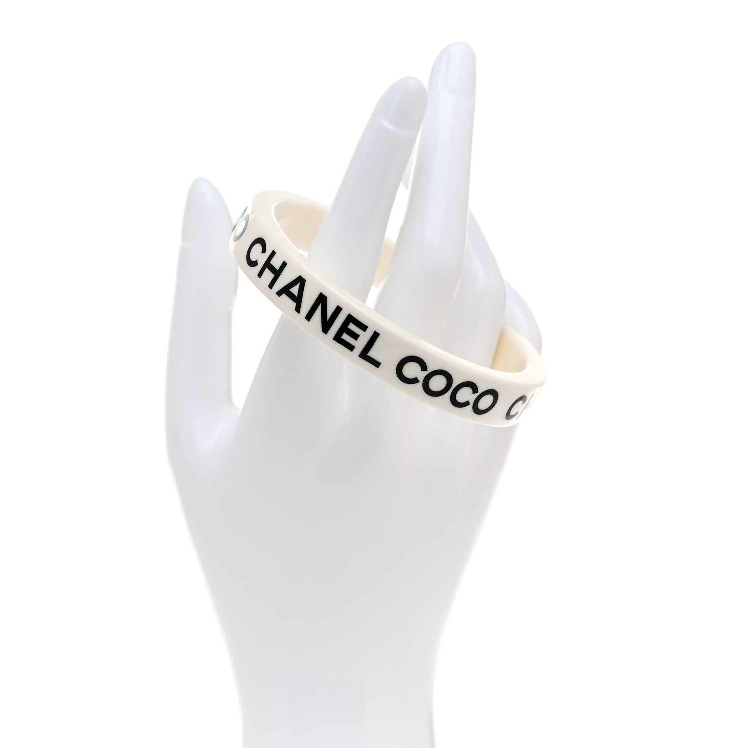Chanel Resin Coco Bangle Bracelet White Black 2 of 4