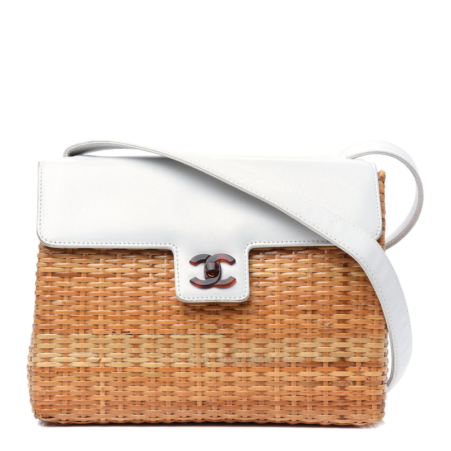 Lambskin Straw Basket Shoulder Bag Light Beige