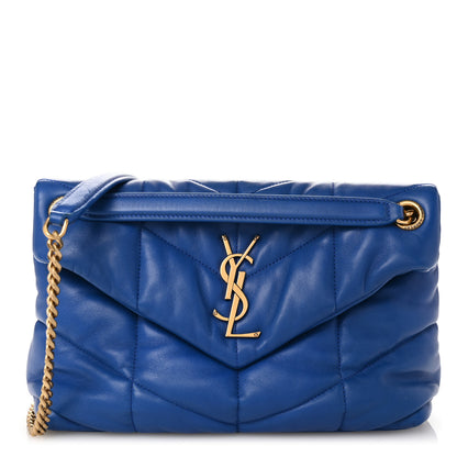 Saint Laurent Lambskin Quilted Small Loulou Puffer Monogram Chain Satchel Majorele Blue 1 of 10