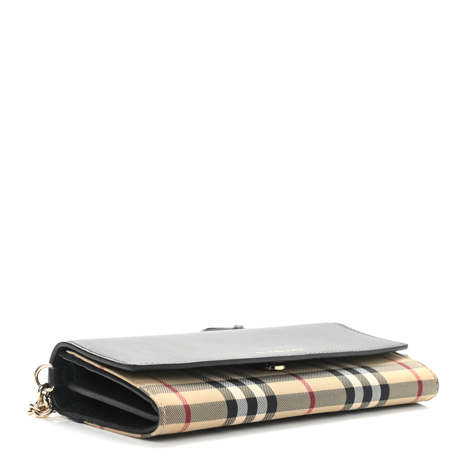 Burberry Calfskin House Check Henley Wallet On Chain Black 3 of 10