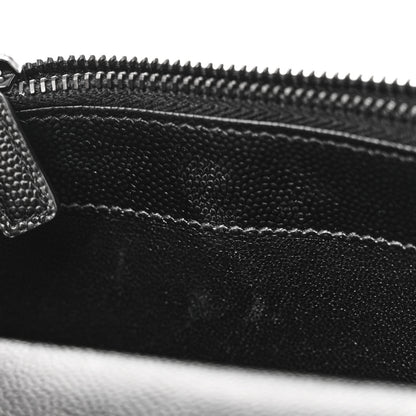 Saint Laurent Grain De Poudre Matelasse Chevron Monochrome Monogram Envelope Chain Wallet Black 12 of 13