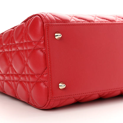 Christian Dior Lambskin Cannage Medium Lady Dior Red 9 of 11