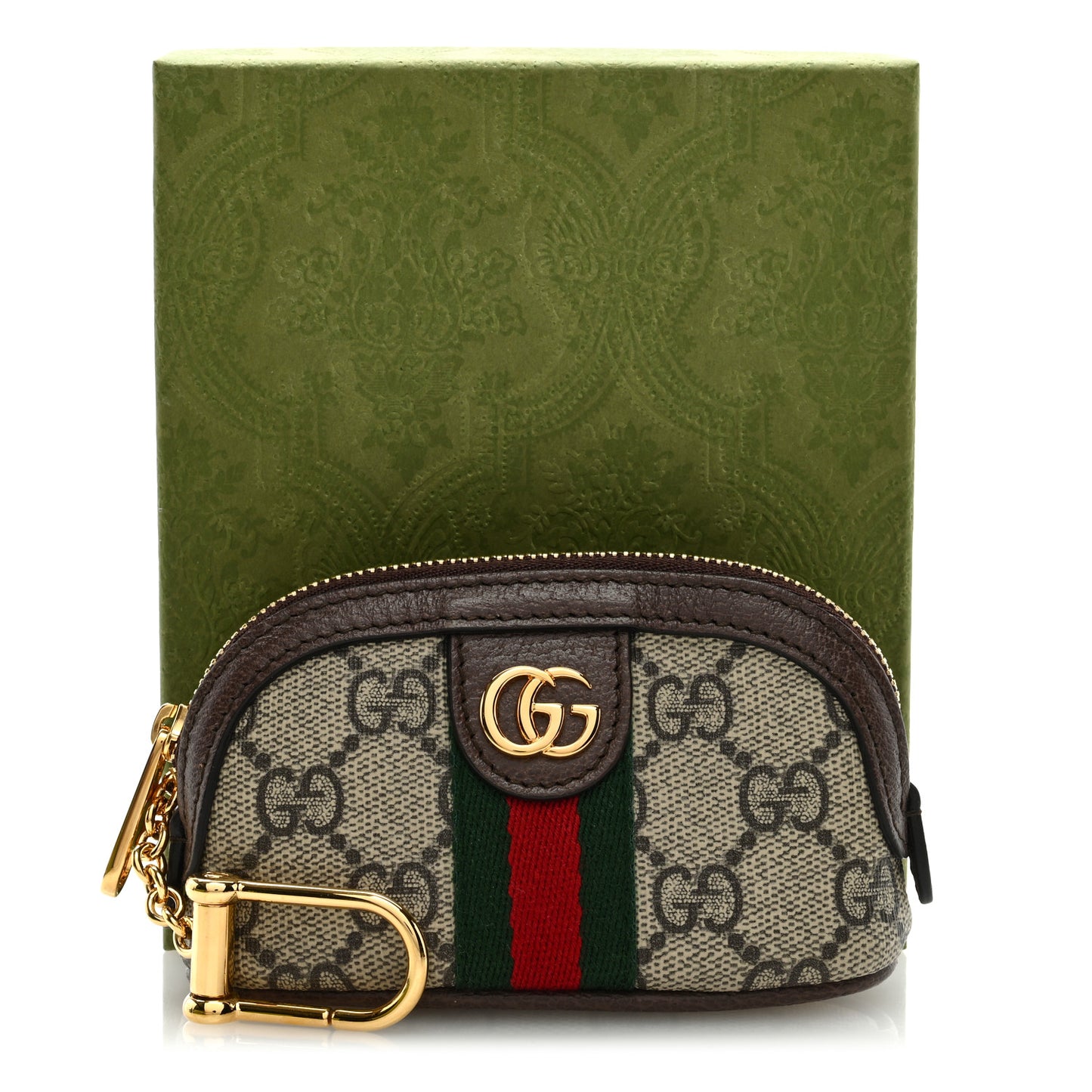 GG Supreme Monogram Web Ophidia Dome Key Pouch Beige New Acero