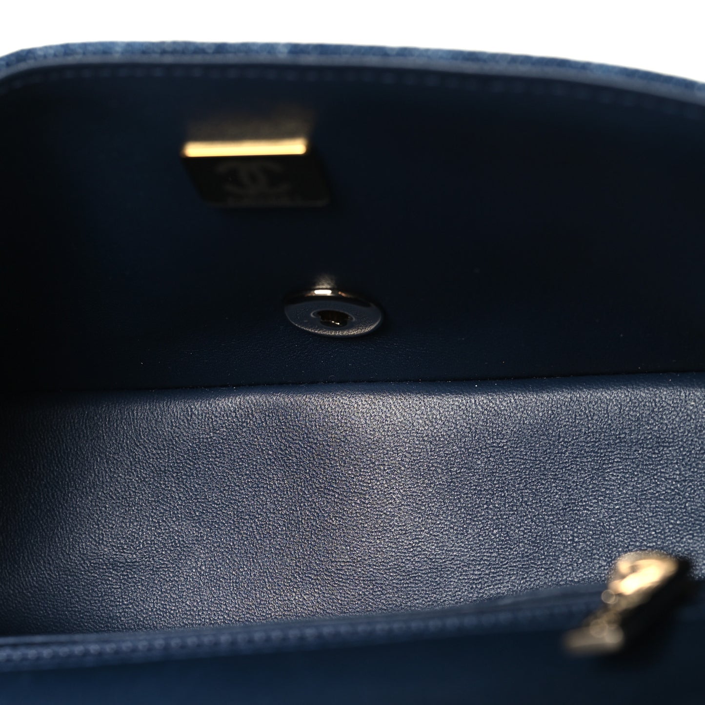 Printed Denim Quilted Mini Rectangular Flap Dark Blue