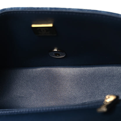 Chanel Printed Denim Quilted Mini Rectangular Flap Dark Blue 5 of 10