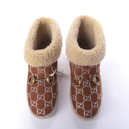 Gucci Canvas Wool Lame GG Monogram Womens Fria Horsebit Ankle Boots 36 Burnt Orange Silver Butterscotch 5 of 10