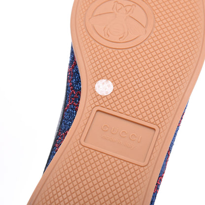 Gucci Lurex Calfskin Web GG Monogram Mens Falacer Sneakers 8.5 Iridescent Blue Iridescent Red Silver 7 of 9