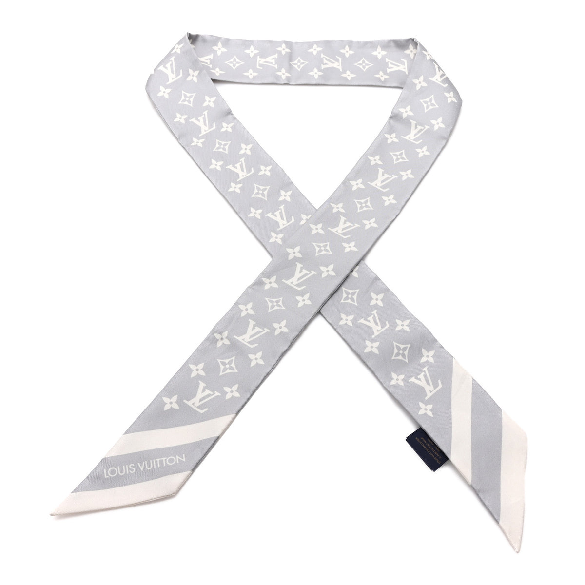 Louis Vuitton Silk Monogram Silhouette BB Bandeau Grey White 1 of 5
