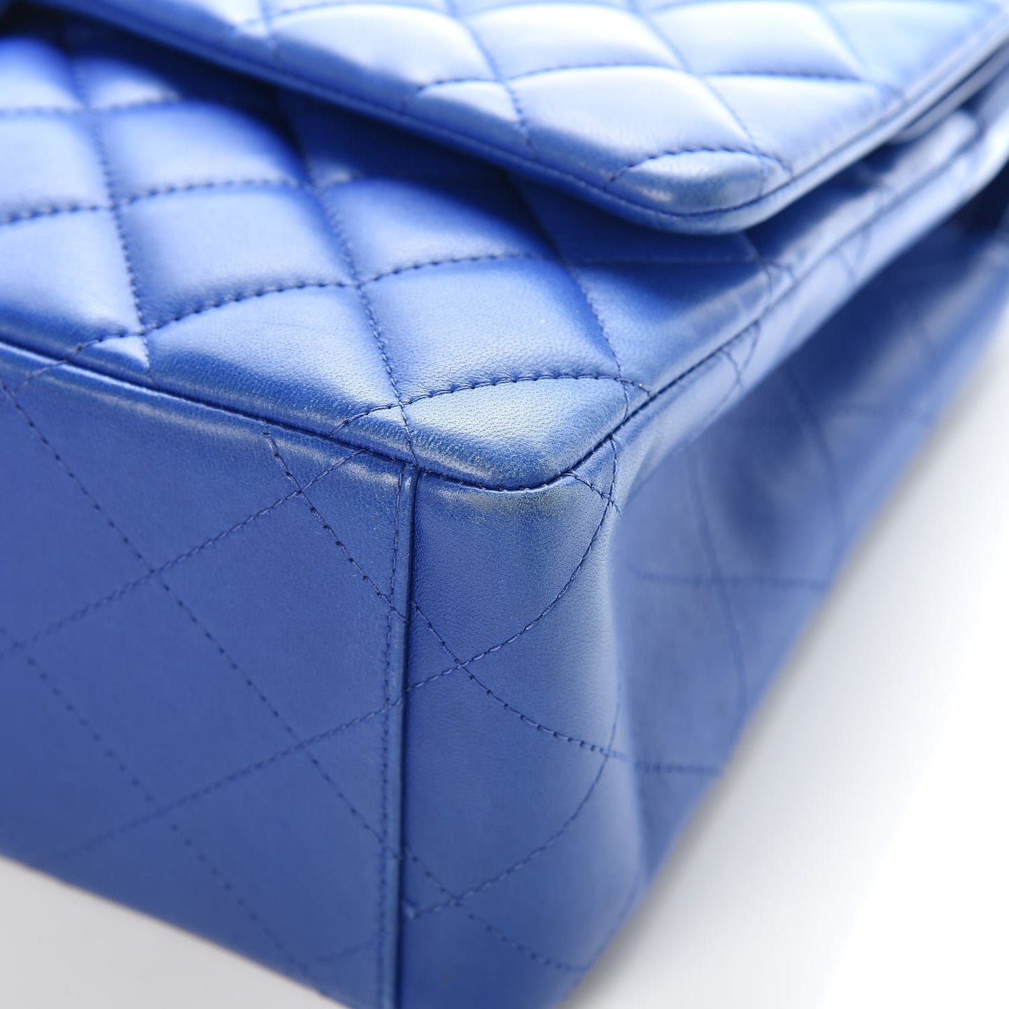 Lambskin Quilted Maxi Double Flap Blue