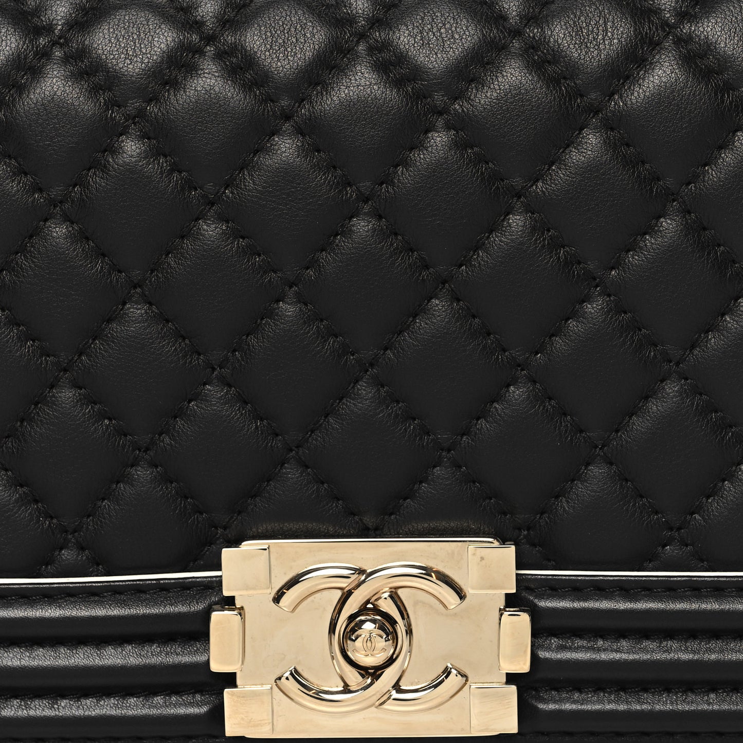 Calfskin Quilted Medium Boy Top Handle Flap Black