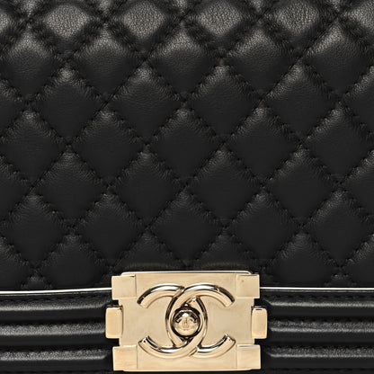 Chanel Calfskin Quilted Medium Boy Top Handle Flap Black 8 of 10
