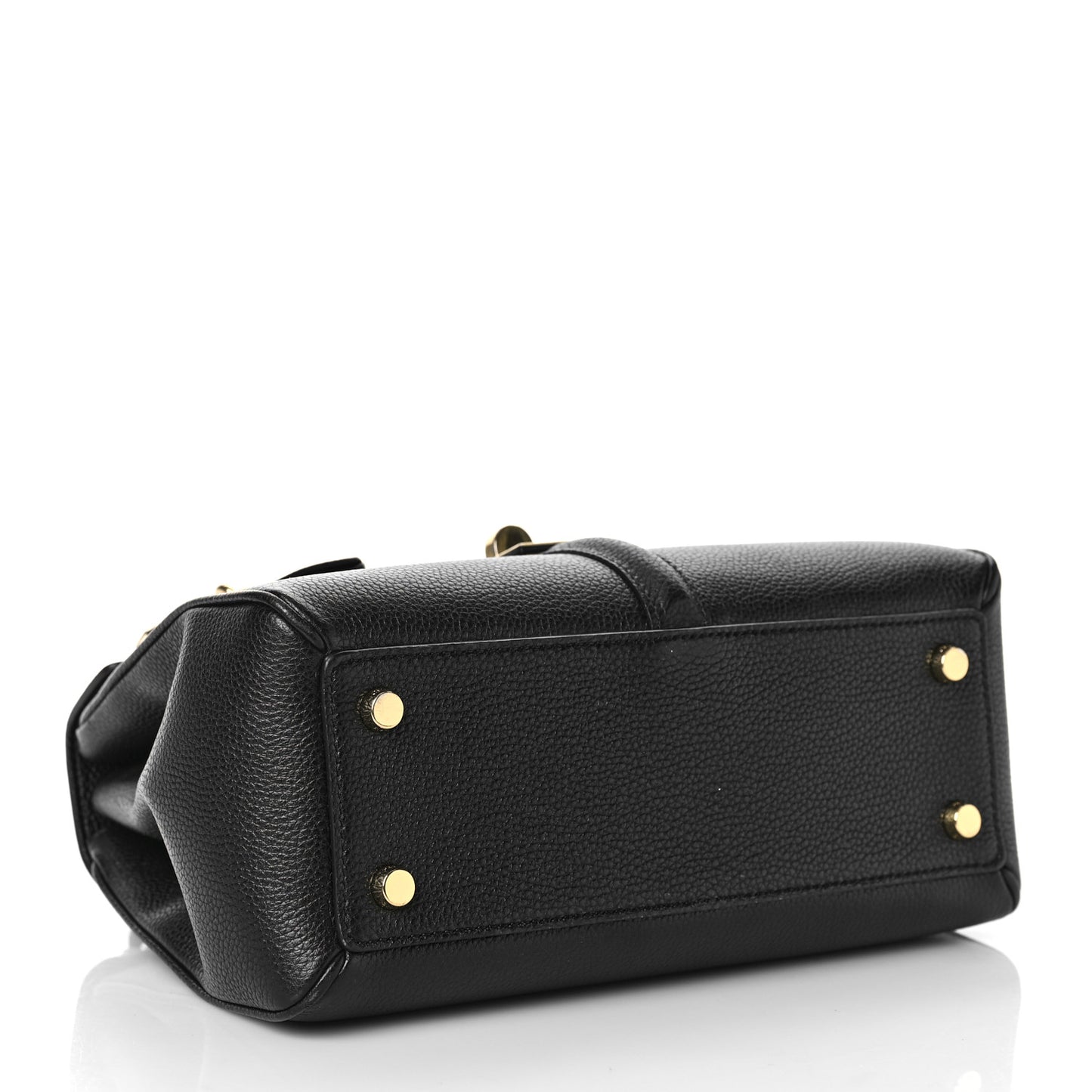 Grained Calfskin Small 16 Top Handle Bag Black