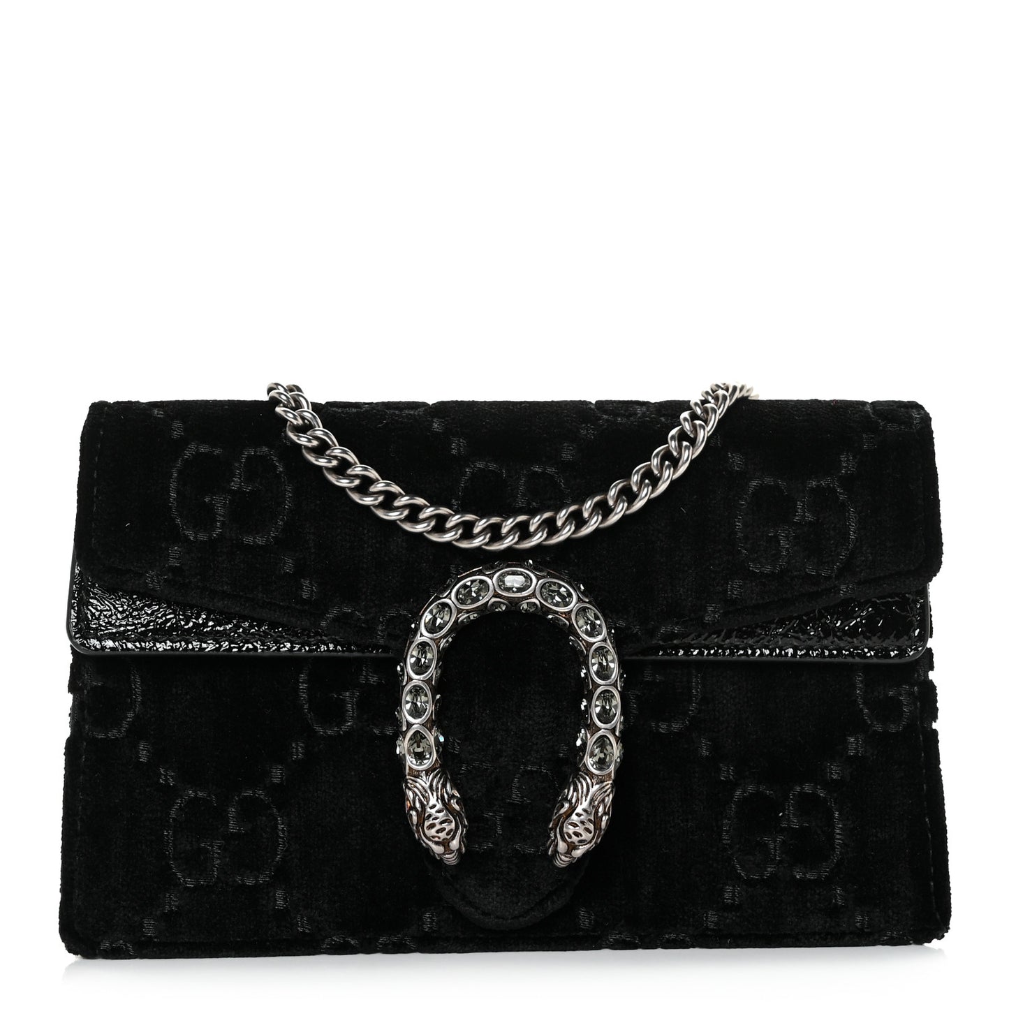 Velvet GG Monogram Super Mini Dionysus Shoulder Bag Black