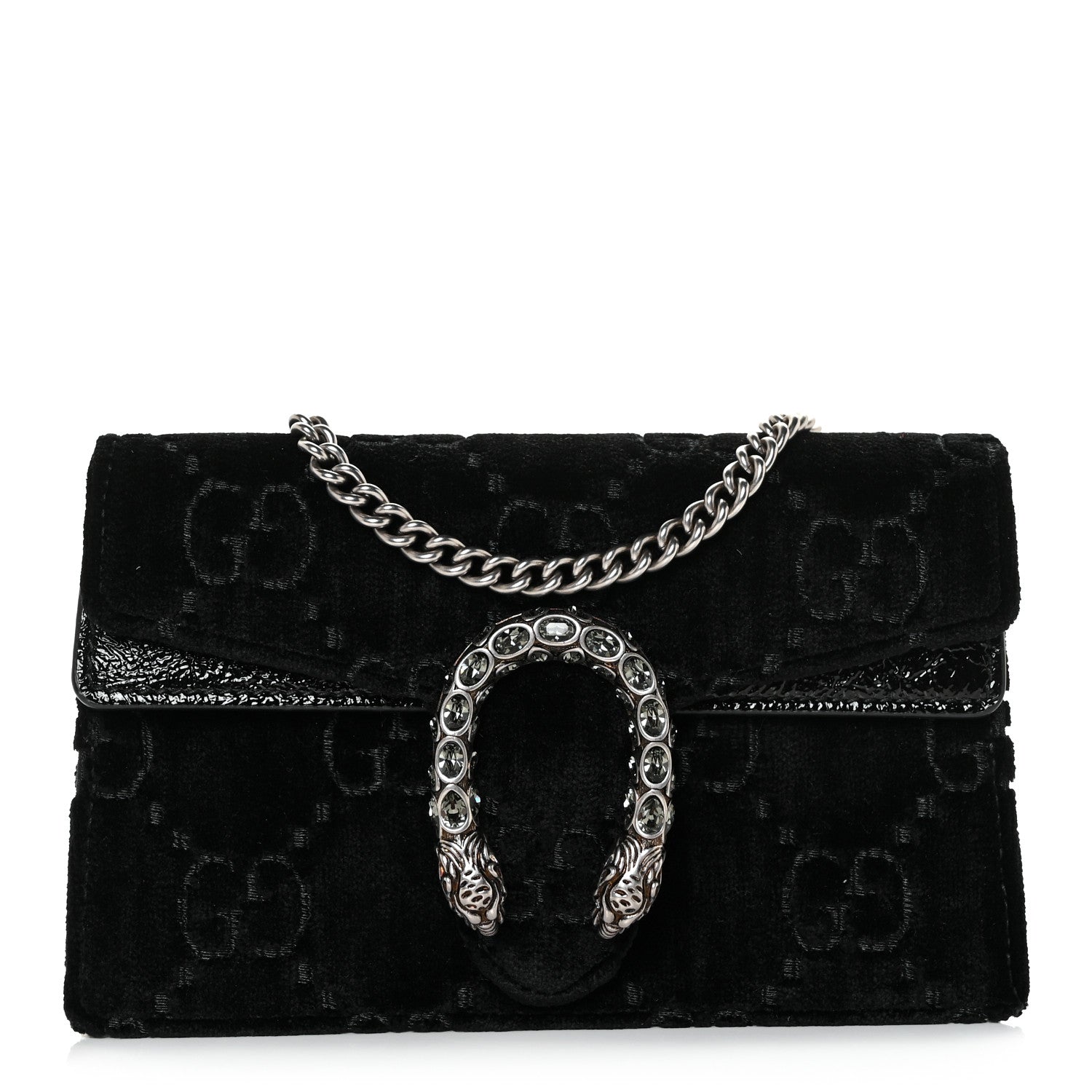 Gucci Velvet GG Monogram Super Mini Dionysus Shoulder Bag Black 1 of 10
