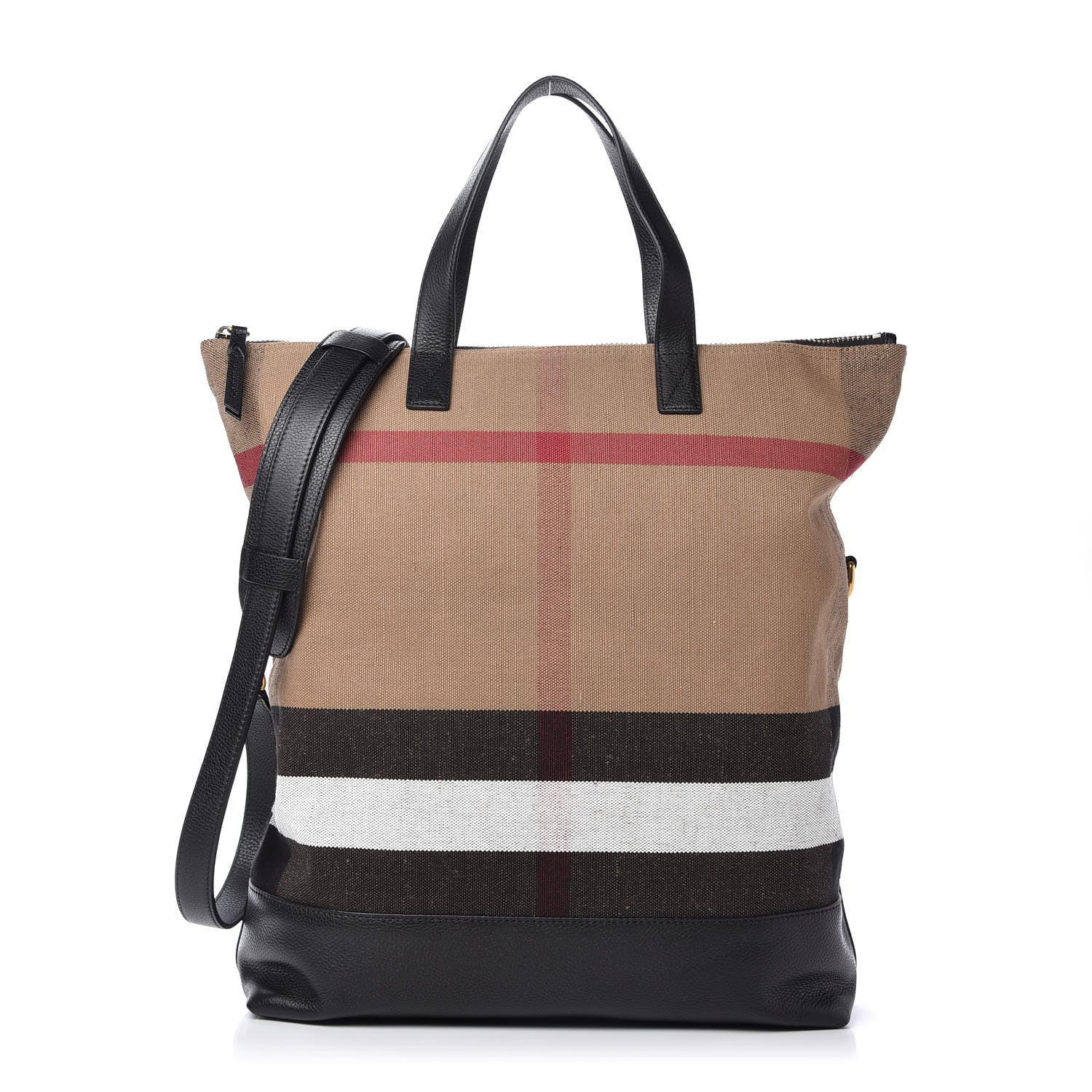 Burberry Grainy Calfskin Mega Check Armley Folding Messenger Black 1 of 8